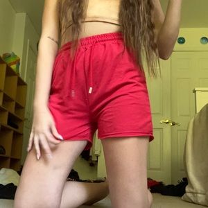 Casual red jogger shorts